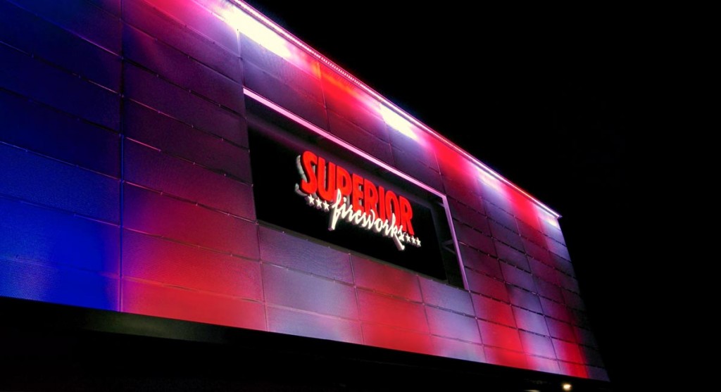 LED lighting on the new Superior Fireworks headquarters in Orange Park, FL